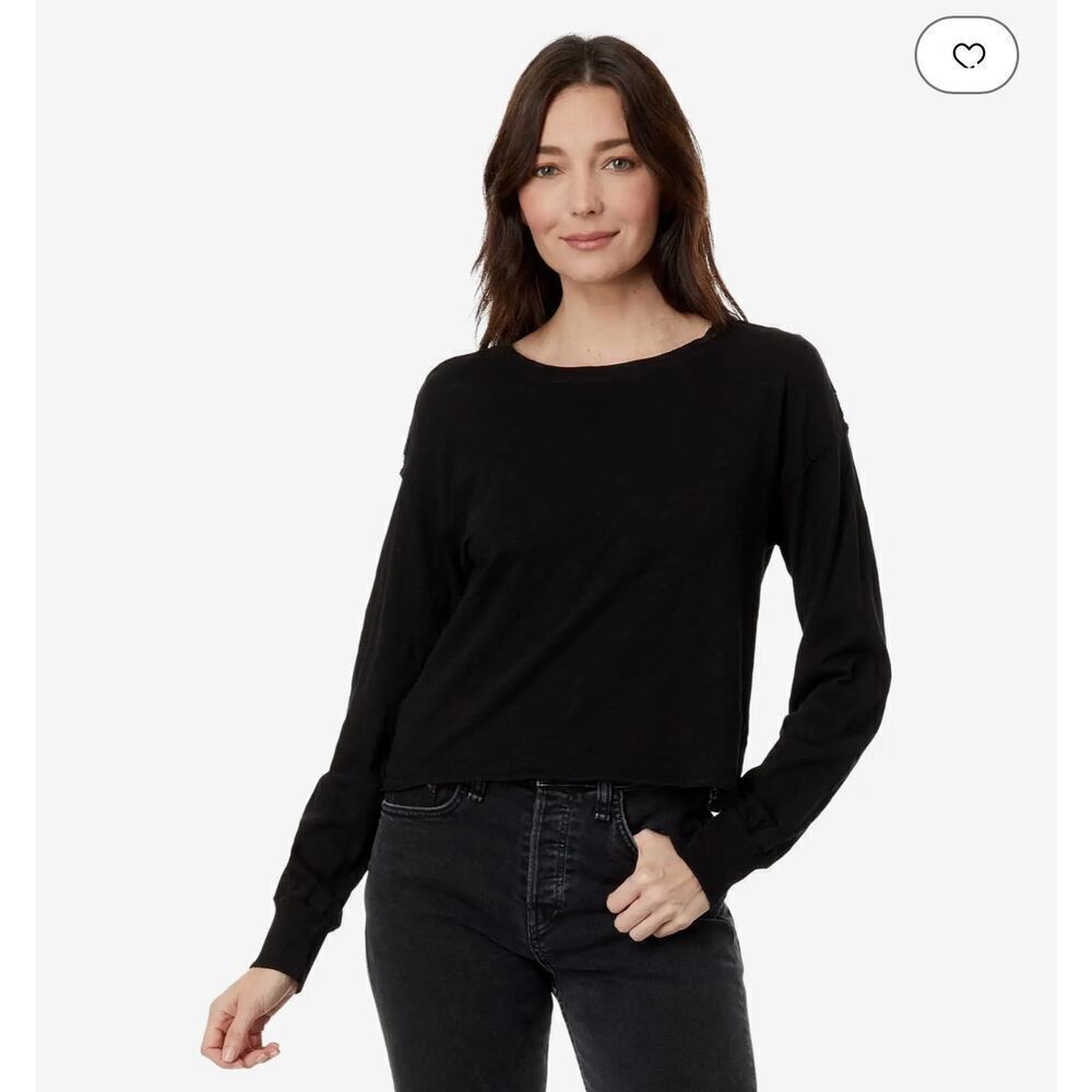 Bobi Los Angeles Long Sleeve Cropped Boxy Top 100% Cotton NWT